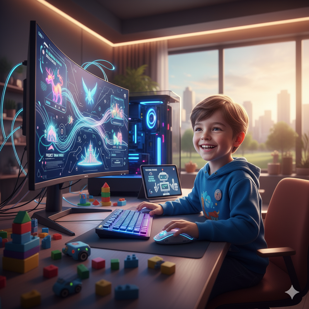 Child learning while creating